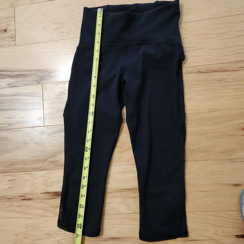 Lululemon Cropped Black Leggings with Side Mesh Panels